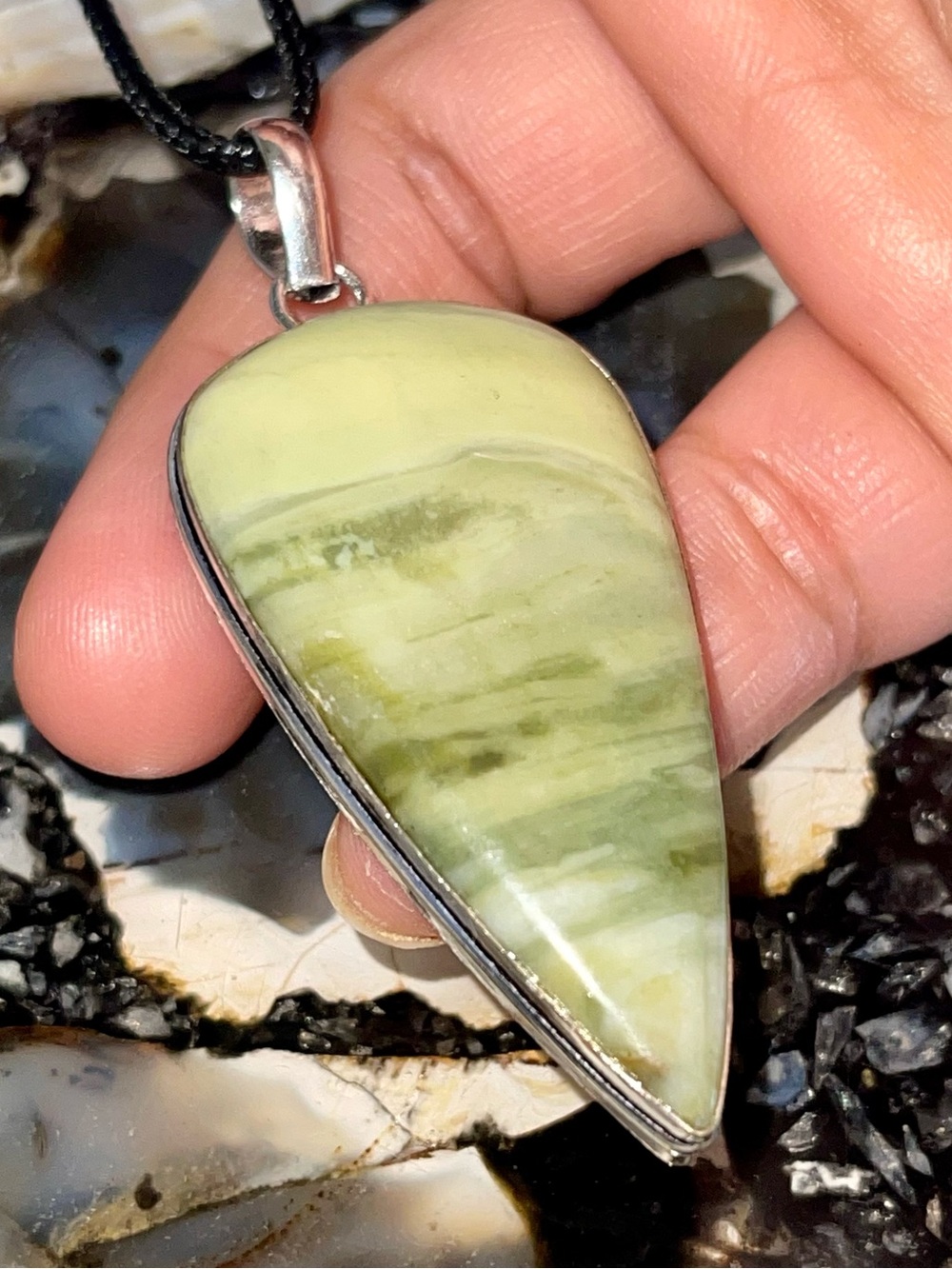 Green Larsonite Pendant 2 1/2”